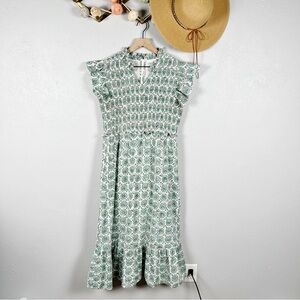 Anna Cate Blakely Floral Medallion Midi Dress Sage Green Size Large